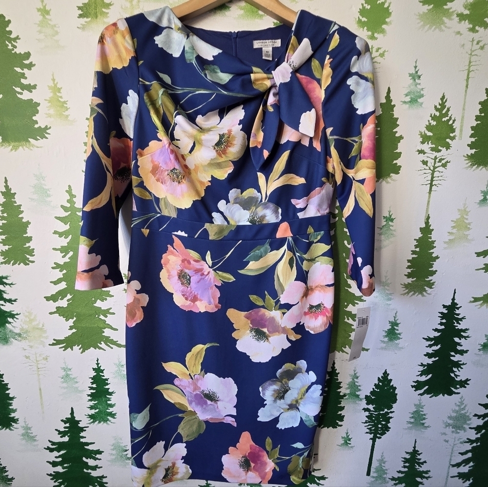 London Style Womens 3/4 Sleeve Sheath Dress